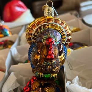 A collection of Thanksgiving ornaments, 47 total.